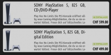 PS5 Digital Edition für 499.- und Disc Edition für 599.-