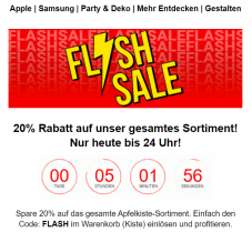 20% auf alles bei Apfelkiste (Nur bis Mitternacht)