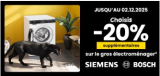 20% supplémentaires sur le gros électroménager Siemens & Bosch