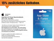 15% Bonus auf App Store & iTunes Geschenkkarten (ab CHF 50) bei melectronics