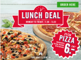 Mittags Pizza für CHF 6.- bei Dominos (Mo. - Fr.)