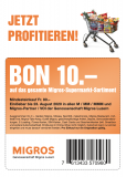 BON 10 CHF auf das gesamte Supermarkt-Sortiment der Genossenschaft Migros Luzern