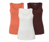 Tchibo: 3-er Set Active Damen Tops in orange, bordeaux und grau