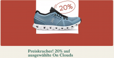 20% Rabatt auf On Clouds - gültig nur am 24.7 (heute)