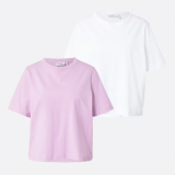 About You: 2er Sets Damen T-Shirts von Weekday für CHF 8.90 (weiss/rosa oder schwarz/schwarz)