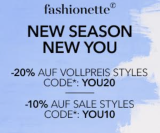 fashionette - 20% Rabatt auf Vollpreis-Artikel / 10% Zusatzrabatt auf bereits reduzierte Artikel