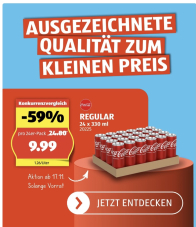 24 Dosen Coca Cola zum Schnäppchenpreis bei Aldi für 9,99CHF