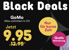 GoMo Black Deal - Internet unl. (100GB schnell) CH Anrufe/SMS unl. 9,95 CHF - Salt Netz - Gratis Aktivierung
