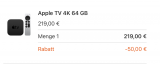 *Bestpreis* Grenzgänger/Deutschland – Apple TV 4K 64GB für effektiv EUR 134.03€ (CHF 130.61)