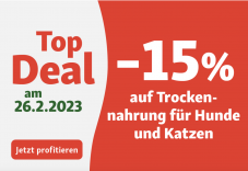 Nur heute: 15% auf Trockenfutter für Hunde und Katzen bei Fressnapf