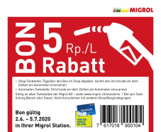 5 Rp./L Rabatt Migrol schweizweit