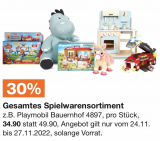 30% auf das gesamte Spielwarensortiment bei Migros & Melectronics 24. – 27. Nov.