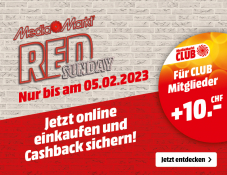 Red Sunday bei MediaMarkt: Beim Einkaufen eine Geschenkkarte mit bis zu CHF 210.- Wert erhalten
