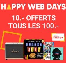 Happy Web Days:  10.- Rabatt pro 100.- bei Fnac.ch