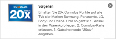 20x Cumulus auf Fernseher der Marken Samsung, Panasonic, LG, Sony und Philips