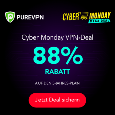 PureVPN Cyber Monday Deal 88% Rabatt (1,18 € / Monat)