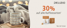 30% Rabatt auf das gesamte Delizio Kaffee-Sortiment ab 59.40 Franken Bestellwert