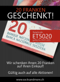 CHF 20 Rabatt ohne MBW bei socksandmore