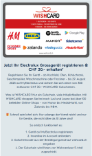 Electrolux Haushaltsgeräte-Registrierung / 30.- Wishcard geschenkt! (nur PNG-Nummer benötigt)