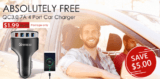 Auto Ladegerät mit QC 3.0 4x USB Ports 7A im Zapals Freedeal für CHF 1.98