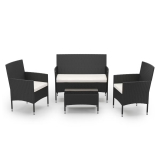 Gartenset Rattan-Set MALIA in schwarz/weiss bei Gonser