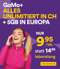 GoMo: CH alles unlimitiert + 5GB EU-Roaming für CHF 9.95 (auch für Neukunden!)