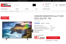 SAMSUNG QE65Q70R Smart TV (65″) für 999 CHF