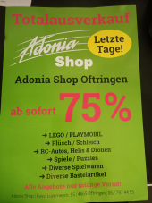 Totalausverkauf mit 75% Rabatt im Adonia Shop Oftringen (Spielzeug, Dronen, Puzzles, Bastelartikel,…)