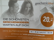 Geschenkidee.ch - CHF 20.– Rabatt bis am 03.02.2025 ab CHF 80.–