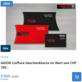 50% Rabatt GIDOR Coiffure Geschenkkarte im Wert von CHF 100.–