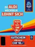 Aldi Gutschein über CHF 10.- ab einem Einkauf von CHF 70.– vom 23. bis 24.02.24