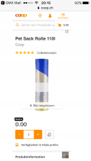 Pet Sack Rolle 110l gratis Online Produkt bei Coop (Bei Bestellung)