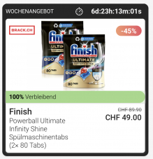 💧Finish Spülmaschinentabs 160 Stück für CHF 49.-