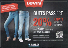 20% Rabatt auf alles von LEVI’S auf Jeans.ch