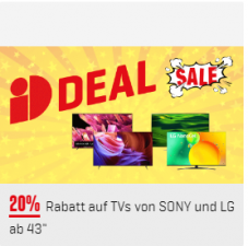 20% auf LCD Geräte bei Interdiscount auf Sony und LG dieses Wochenende.