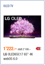 LG OLED65C1-TV für 1’027.-!!!! Dank 16x Cumulus Punkte