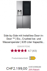 LG Kühlschrank: CHF 2199.- // Knock-knock Funktion
