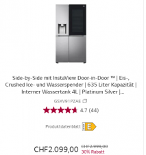 LG Kühlschrank: CHF 2099.- mit „Knock-knock“-Funktion