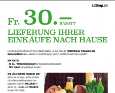 LeShop Neukundenrabatt CHF 30.- // 10% Bestandeskundenrabatt
