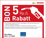 Migrol Gutschein für 5 Rappen / Liter Treibstoffrabatt bis 02.07.23