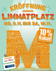 **Local Deal** Knaller in Zürich – Eröffnung Migros Limmatplatz – 10% Rabatt im Migros-Supermarkt und melectronics