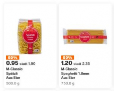 -50% auf Migros Classic Teigwaren