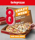 Telepizza: 30 cm Pizza für 8 Stutz (bei Abholung)