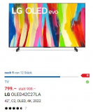 RESTBESTAND: LG TV OLED 42C2 für CHF 799.-