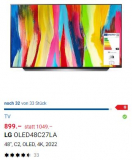 RESTBESTAND: LG TV OLED 48C2 für CHF 899.-
