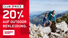 Ochsner Sport: 20% Rabatt auf Outdoor-Bekleidung + 20.- Rabatt ab MBW 99.90