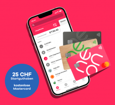 neon-Konto mit CHF 25.- Startguthaben und kostenloser neon-Mastercard (plus 1 Monat gratis für neon green und neon metal)