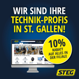 10% Rabatt in den STEG Filialen St. Gallen und Olten