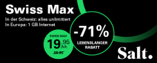 Salt Swiss Max: 19.95.- // Lebeslanger Rabatt -71%