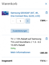 Samsung QLED QE65Q6F 65“ bei digitec